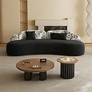 Modern Sectional Sofa Set for Living Room - Ink Forest Jacquard Design | Plush Cushions | Coffee Table & Armchair Included | High-End Comfort & Style | Luxury Texture(Black-A,79 in)