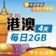 【飛速移動】港澳 4天｜每日2GB 高速流量吃到飽(旅遊上網卡 香港網卡 澳門網卡 香港上網卡 澳門上網卡)