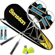 Senston Badminton Racket Set of 2 Graphite Shaft Badminton Racquet Set Including Badminton Bag,2Badminton Shuttlecocks, 2 Badminton Grips