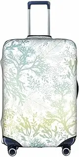 [pvinnk] Green Sea Blue Seaweed Print Protective Luggage Cover Elastic Washable Suitcase Travel Gear Protector, White, Medium