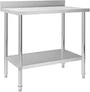 Kitchen Work Table with Backsplash 100x60x93 cm Stainless Steel,Food Service 15KG-51189