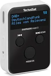 TechniSat DIGITRADIO Mobil 2 - Portable DAB+/FM Mini Radio with Integrated Battery (Rechargeable Pocket Radio, Headphones, OLED Display, Favourite Memory) Black/White