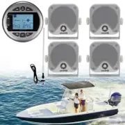 4" Bluetooth Marine Boat Receiver Radio +4Pcs Wall Mount Speakers+FM/AM Antenna