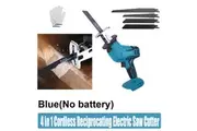 Blue Cordless Electric Reciprocating Saw Cutter with Blades without battery