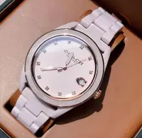 在飛比找Yahoo!奇摩拍賣優惠-COACH Preston 粉色錶盤 粉色陶瓷錶帶 石英 女