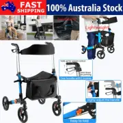 Blue Foldable Rollator Mobility Walker Aluminium Lightweight Walking Frame
