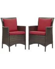 Modway Set of 2 Conduit Outdoor Patio Wicker Rattan Dining Armchairs