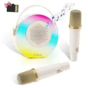 Mini Karaoke Machine with 2 Wireless Microphones for Kids Adults, Bluetooth