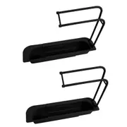 2x White Magic Kitchen Sink Organiser Storage Solution w/ Towel Bar Black