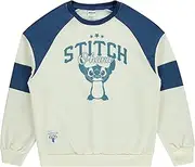 [Disney] Ladies Lilo and Stitch Fashion Sweatshirt Crewneck with Chenille Patch and Embroidery - Lilo and Stitch Sweatshirt