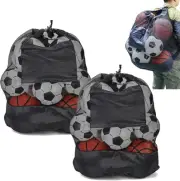 2 Pack Extra Large Sports Ball Bag,Mesh Soccer Ball Bag，Heavy Duty Drawstring