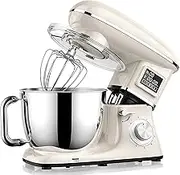 Electric Kitchen Food Stand Mixer, Tilt-Head Food Mixers with 6.2L Stainless Steel Bowl, Dough Hook, Whisk & Beater, 6 Speed Kitchen Mixer with Digital LED Screen for Most Home Cooking White