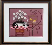 Charles Wysocki "Bird Watching" New CUSTOM FRAMED Art Americana Cat