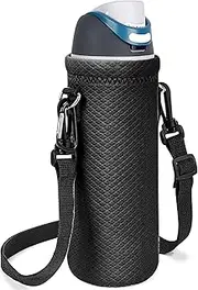 Linkidea Water Bottle Carrier with Strap Compatible with Owala FreeSip 40oz Water Bottle, Neoprene Waterbottle Sling Bag Holder, Shoulder Strap, Black