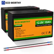 12V 2PCS 10Ah Lithium Battery LiFePO4 BMS Rechargeable Deep Cycle