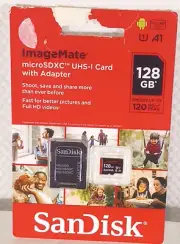 Sandisk 128 GB MicroSDXC UHS-I SD Card With Adaptor New