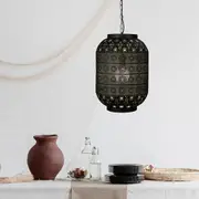 Alhambra.35 Laser Cut Metal Pendant Light Large with Gold inner Matt Black