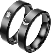 [DEARMAMY] Sun Moon Ring Rings The Ring Promise Ring for Her Couples Ring Sun and Moon Ring Jewelry for Women Stainless Steel