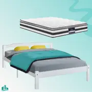 Double Package | Gibson Bed White & Normay Series Pillow Top Mattress (Medium Firm)