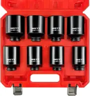 WETT 1/2" Drive Deep Large Impact Socket Set, 8-Piece Spindle Axle Nut Large Soc