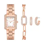 Michael Kors Emery Three-Hand Rose Gold-Tone Stainless Steel Watch, Earrings, and Bracelet Gift Set MK4838SET