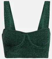 [Galvan] Galvan Moonlight metallic knit crop top AU 8 green