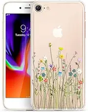 Unov Case for iPhone SE 3rd (2022) iPhone SE 2nd (2020) iPhone 8 iPhone 7 Case Clear with Design Embossed Floral Pattern TPU Soft Bumper Shock Absorption Slim Protective 4.7 Inch (Flower Bouquet)