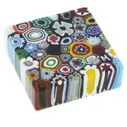 GlassOfVenice Murano Glas Millefiori Square Paperweight - Medium