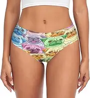 [RPLIFE] Colorful Cartoon Pugs Womens Breifs Underware, Breathable Women Panties, Womens Stretch Underwear Briefs, Colorful Cartoon Pugs, X-Large