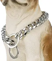 GZMZC 10/12/15/17/19mm Strong 316L Stainless Steel Curb Cuban Link Chain Dog Choker Collar 12-36inch(26inches,12mm)