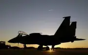 Aircraft airplane silhouette contrails f15 eagle Custom Gaming Mat Desk 5534