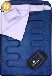 Double Sleeping Bag for 2Adults with Pillows Warm Weather Camping Hiking Outdoor