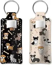 OLYCRAFT 2pcs Lipstick Holder Keychain Puppy Lip Balm Holders Elastic Diving Fabric Lipstick Keychains Portable Lipstick Holder Bags Lipstick Sleeve Key Ring Holder for Lipstick Chapstick