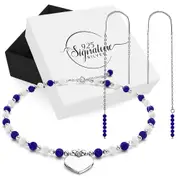 Boxed Solid 925 Sterling Silver Lapis Lazuli Bracelet and Earrings
