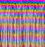Foil Fringe Curtain, Pack of 2 Tinsel Backdrop, Birthday Party Decorations, Streamer Backdrop Foil Curtains, Graduation Decorations (Rainbow Colors)