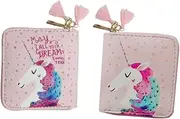 [LIFKOME] 1Pc Cartoon Unicorn PU Zipper Wallet for Small Lightweight Purse with Zipper Closure for Daily Use Travel and Cute Design Pink