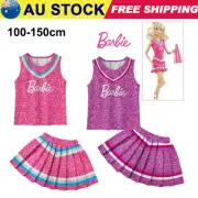 Halloween Kids Girls Barbie Cheerleader Cosplay Costume Set Vest Skirt Outfits~