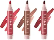 3Pcs Matte Lip Liner Stain Set, Waterproof Lip Liner of Multiple Uses, High Pigmented Brown Pink Red Series Lip Liners, All Day Wear Lip Color, Smudgeproof Smooth Matte Lip Liners for Women