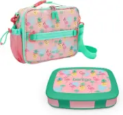 Prints Insulated Lunch Bag Set with Kids Bento-Style Lunch Box (Tropical)