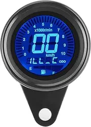 Motorcycle Multifunctional Meter, DC12V Aluminium Alloy 0-199KMH Tachometer Odometer Fuel Gauge Speedmeter 4 in 1 Universal Waterproof Anti Glare 7 Colors LCD Digital Gauge (Black)