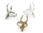 Cow Skull Ring Adjustable Raw brass, Shiny Silver, Antique silver 10US size 5253