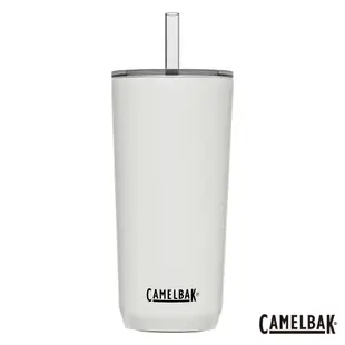 【美國 CamelBak】600ml Straw Tumbler 雙層不鏽鋼吸管杯(保冰) 經典白 #杯子 #隨行杯