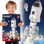 BLOONSY Rocket Ship Toy | Space Shuttle Model with Astronaut Figures | Space Toys for Kids 2-7 Years