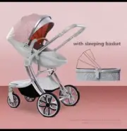 Baby Pram 2 In1 Comes With Bassinet Pink colour With a free baby book