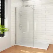 ELEGANT Frameless Shower Screen 8mm Tempered Glass Walk In Bathroom Fixed Panel in Sliver 100x200cm