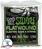 Ernie Ball 2816 Regular Slinky Flatwound Electric Bass Guitar Strings (5 Pack) -