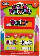 24 Chalks and Duster Set Blackboard Chalk Board Eraser School Craft Cleaner