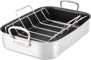 Hestan Classic Clad Nonstick Roasting Pan with Stainless Steel Rack, 16.5-Inch