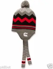 cummins truck beanie stocking hat ski cap toboggan black earflap pom pom