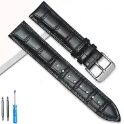 20mm Men's Genuine Leather Watch Strap Band Alligator Grain Universal With Tools